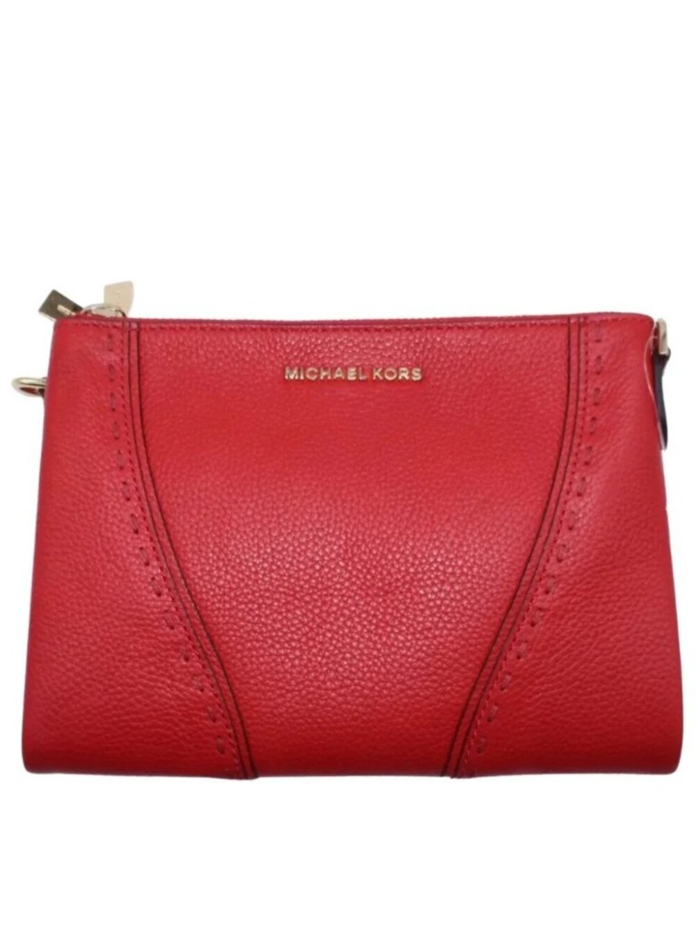 Michael Kors Red Pebble Leather Purse Wallet Clutch- Missing Chain minor defect